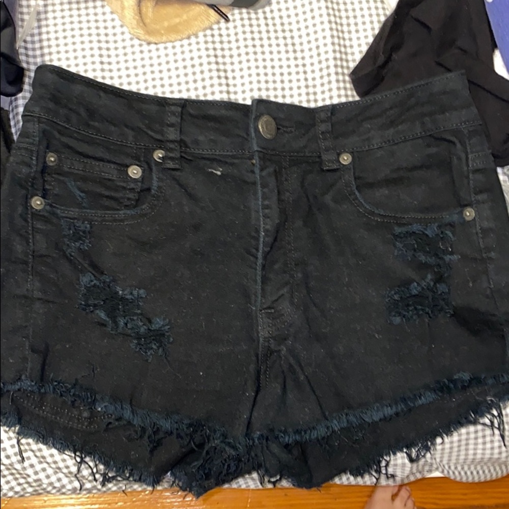 American Eagle Black ripped Jean shorts